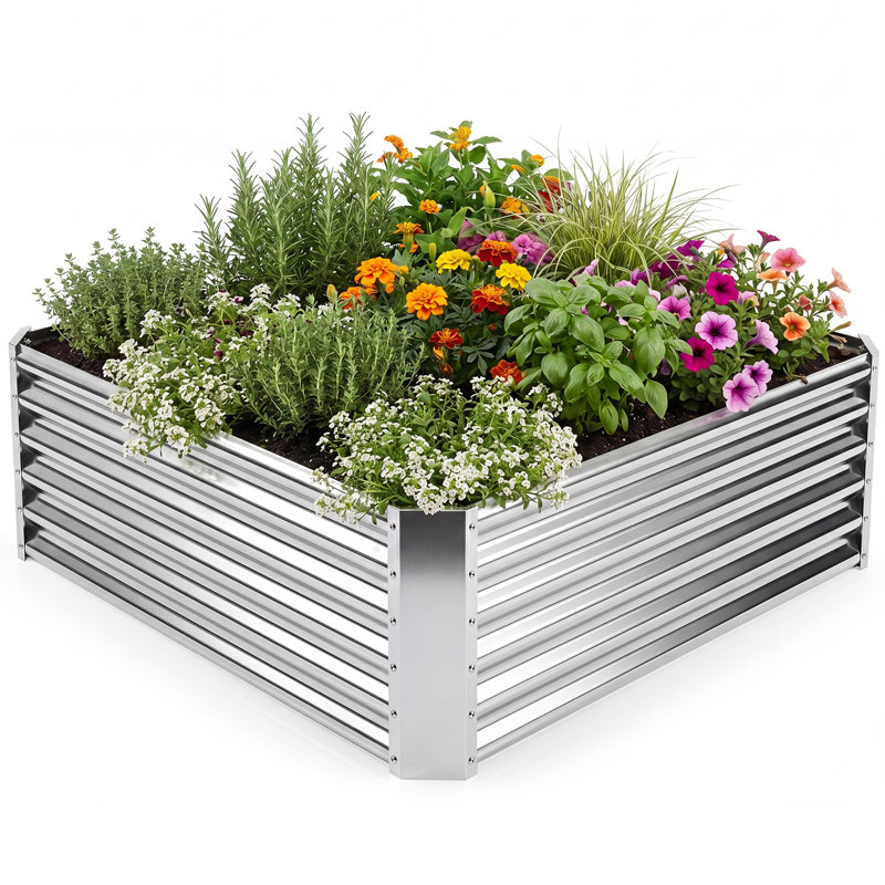 Galvanized Raised Garden Bed Rectangular Outdoor Planter Box