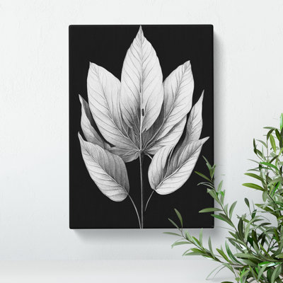 A Monochrome Leaves No.1 - Wrapped Canvas Print
