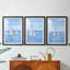 NAUTICAL Series CXLV - Impression encadrée sur mesure de qualité supérieure - 3 pièces-1408277316-1408277322