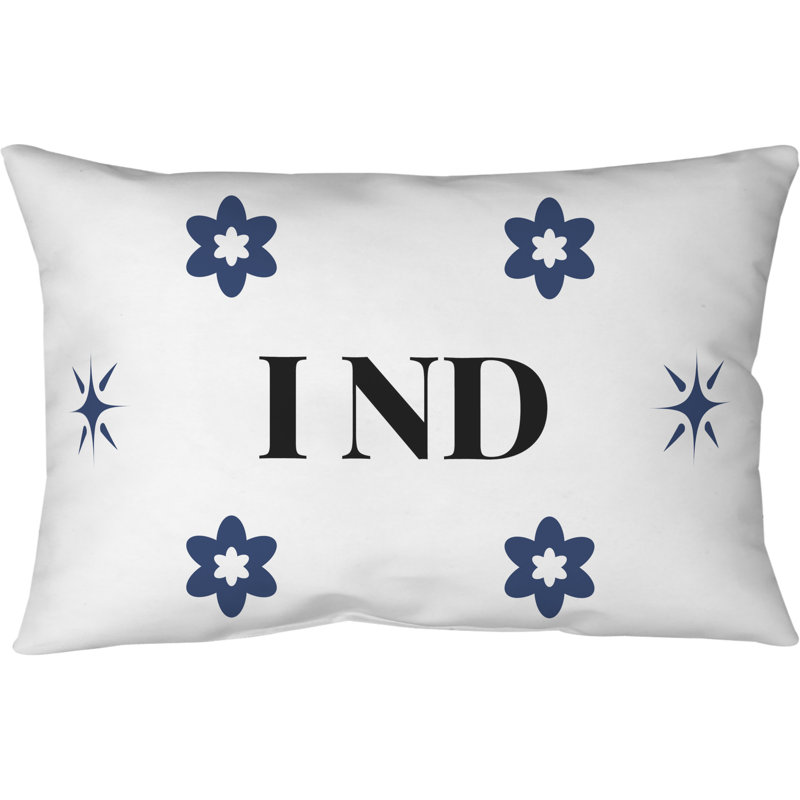 Coussin intérieur / extérieur Indianapolis, Blanc / bleu / noir, Rectangle H 18 po x l 25 po