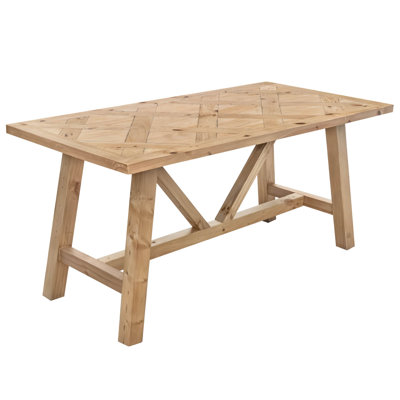 American Rustic Rectangular Pine 63" Solid Wood Dining Table For 4-6 People For Kitchen, Dining Room
