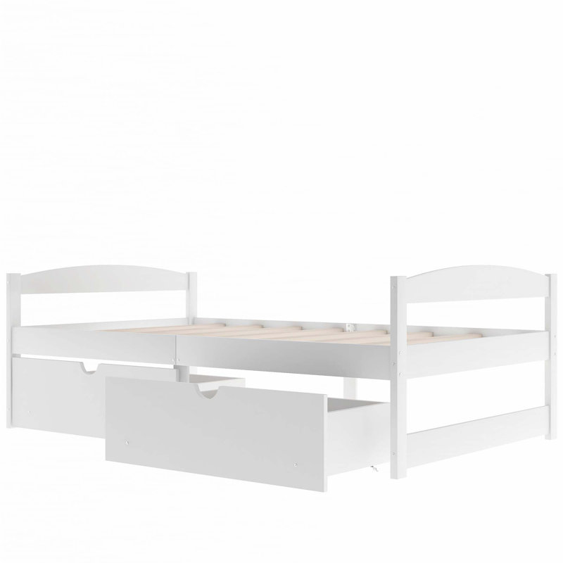 Lit plateforme simple avec deux tiroirs, Blanc