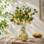 Vase en céramique blanc à relief de branches de citron en relief 3D, vase floral Bulbous brillant pour style de cuisine de campagne et de campagne