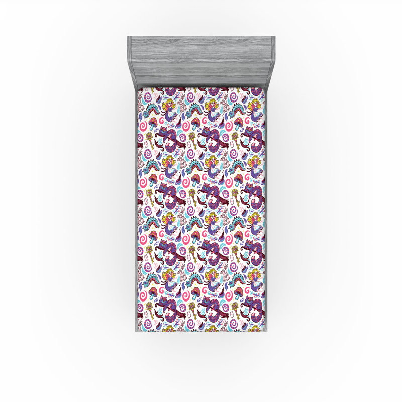Ensemble de 2 draps-housse Ambesonne Fantasy Multicolore, Drap-housse de taille simple