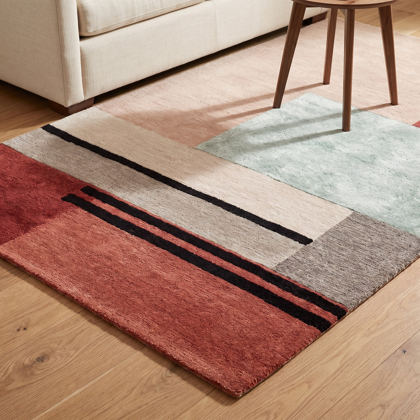 Runway Beige Hand-Tufted Geometric Rug, Rectangle 7'10" x 10'10"