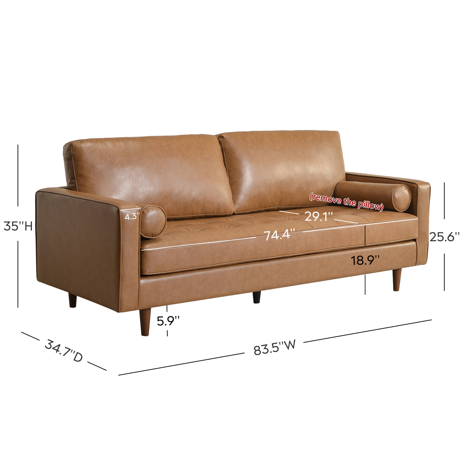 Geo 84" Vegan Leather Sofa