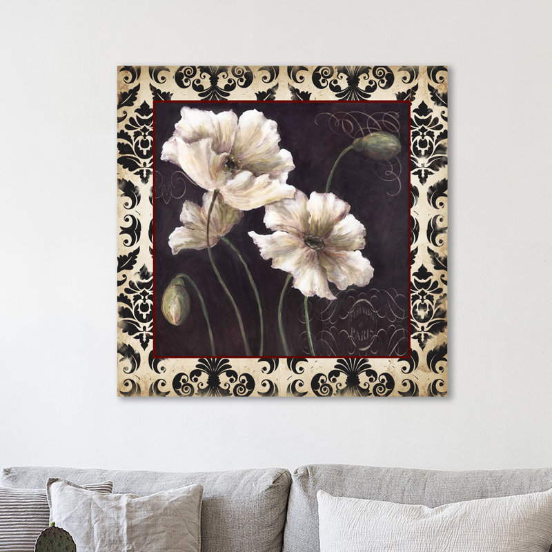 «Tricoastal Black and White Poppies», impression sur toile tendue, H 12 po x l 12 po