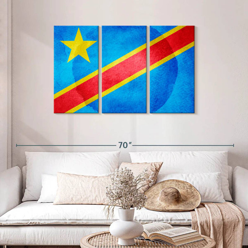 Washed Congo Flag, 32" H x 50" W