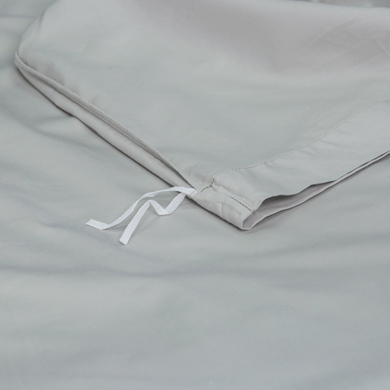 Long Staple Cotton Sateen 400 Thread Count Duvet Cover Set, Queen Duvet Cover + 2 Standard Shams, Silver Gray