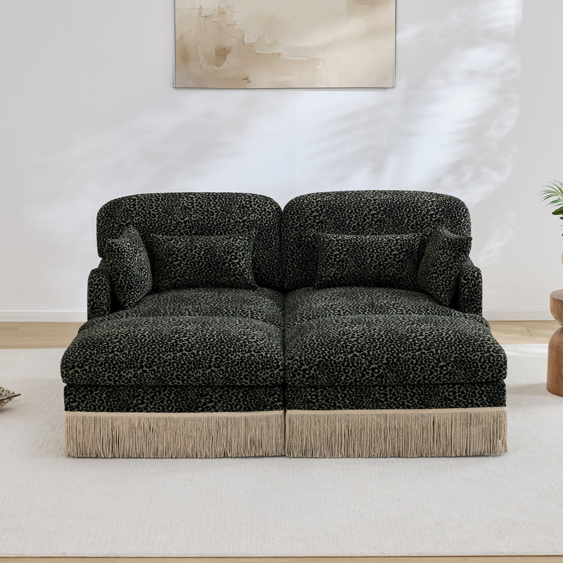 Deep Seat Sofas Chenille Modular Leopard Modern Living Room Home