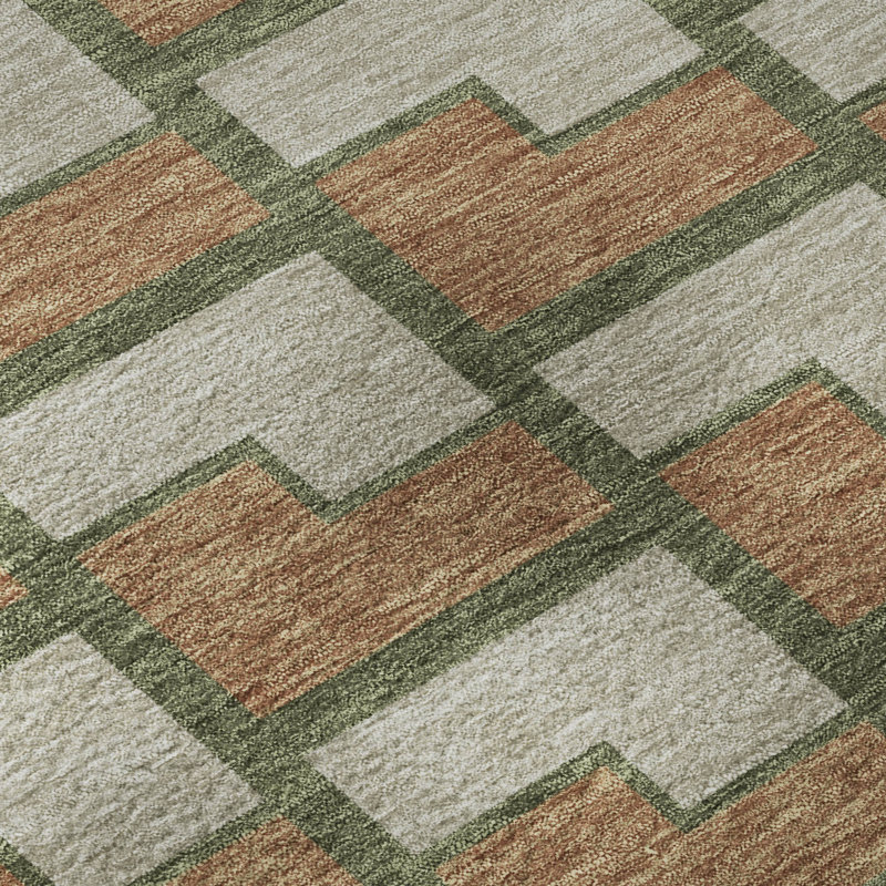 Premium Machine Washable Mayfield AMF2416 Geometric Rug, 9' x 12', Copper