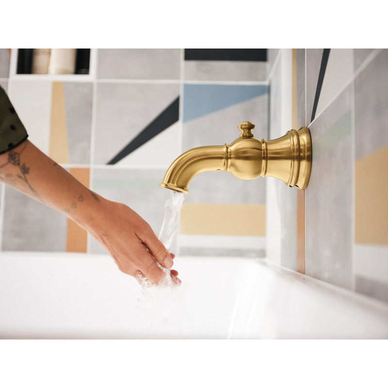 Weymouth Single Handle Wall Mounted Tub Spout Trim with Diverter, Matte Black