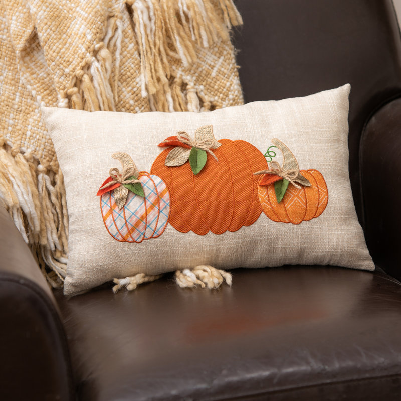 Pumpkin Trio Lumbar Decorative Throw Pillow Cover Pumpkin Trio Lumbar Decorative Throw Pillow Cover