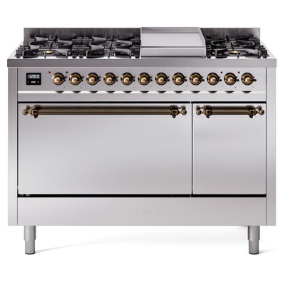 ILVE Nostalgie II 48 in Dual Fuel Range, 8 Burner, Griddle