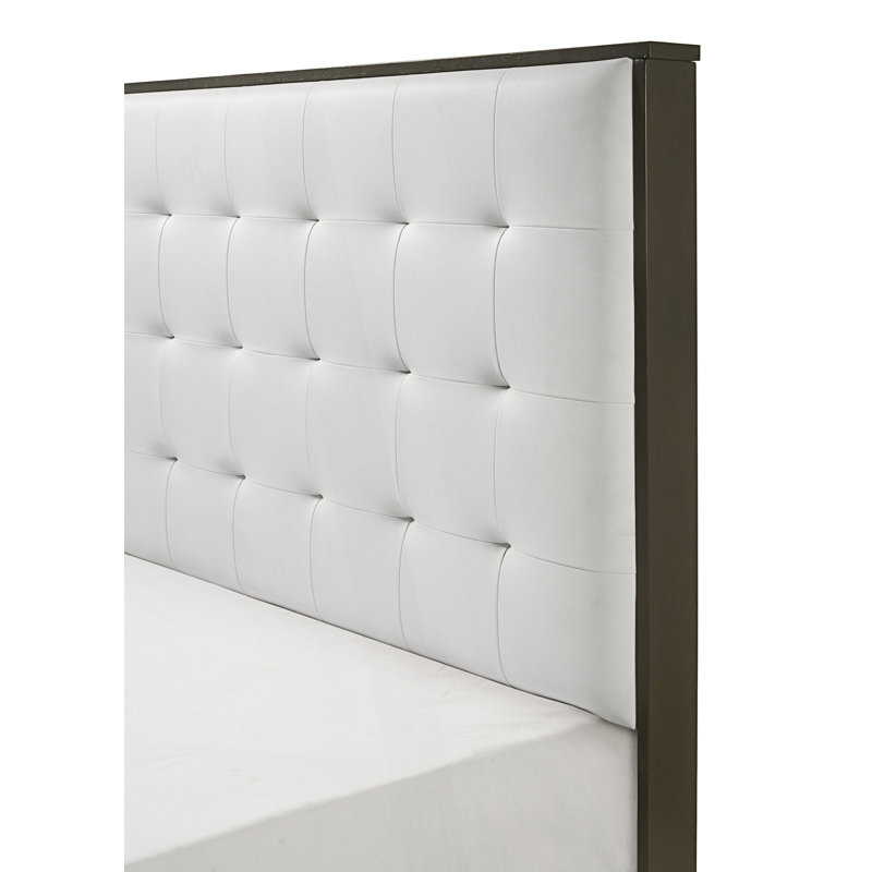 Lit à panneau tapissier contemporain 1pc avec tête de lit capitonnée à boutons, Grand lit