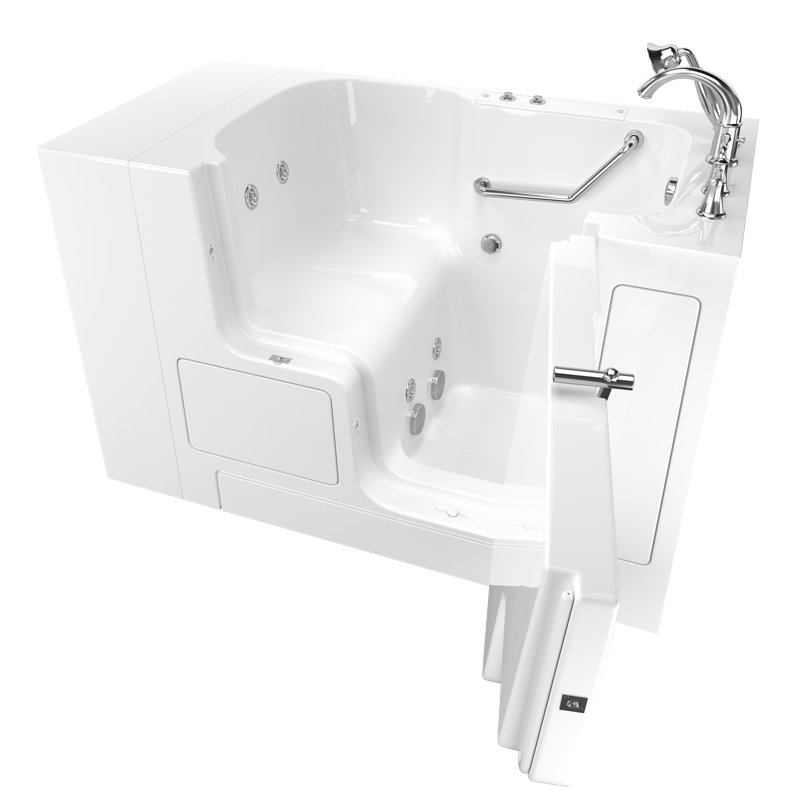 Baignoire en fibre de verre tourbillon avec chauffage 52 po x 32 po, Blanc, Droite