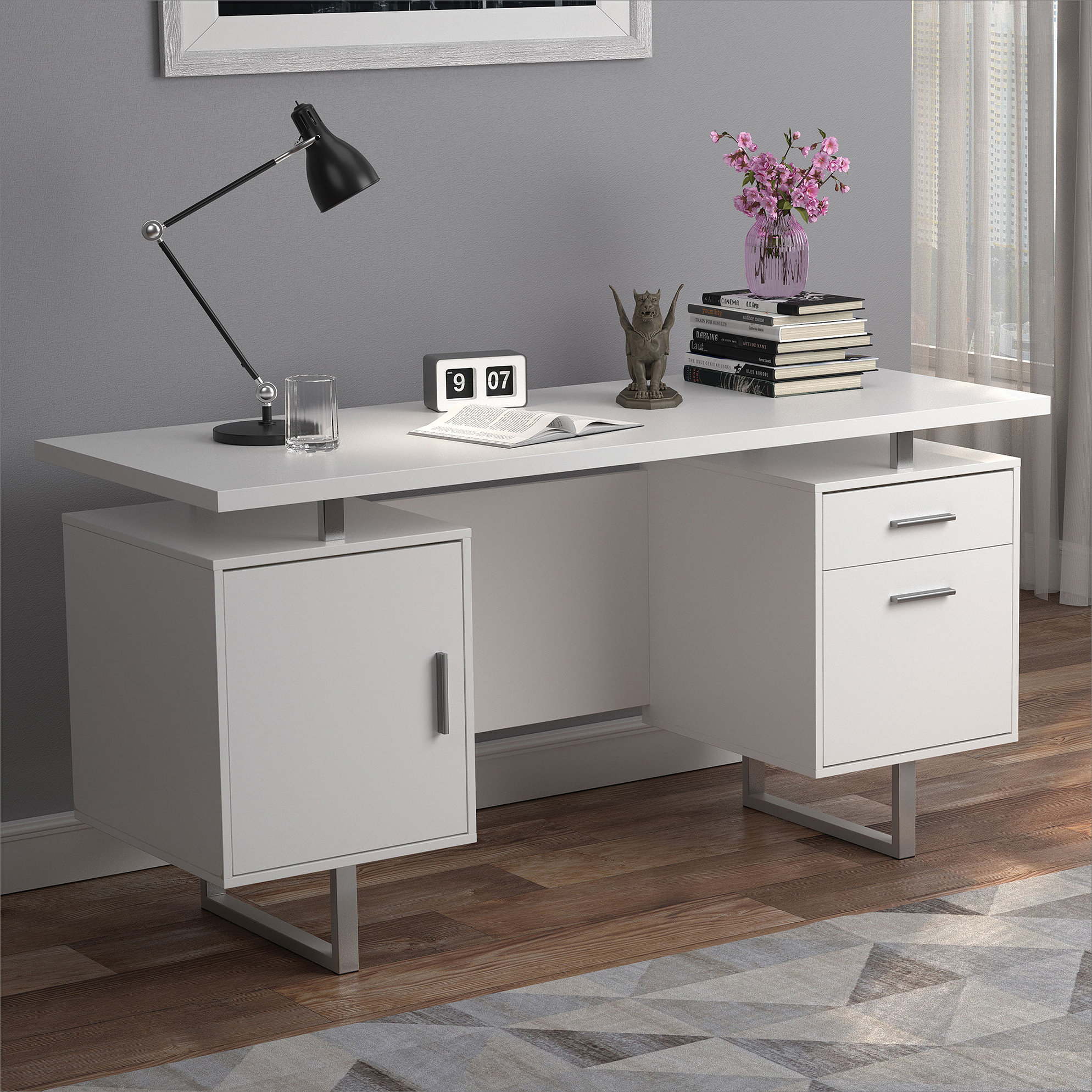 Brayden Studio 1pc Contemporary 60-inch 2-drawer Computer Desk High ...
