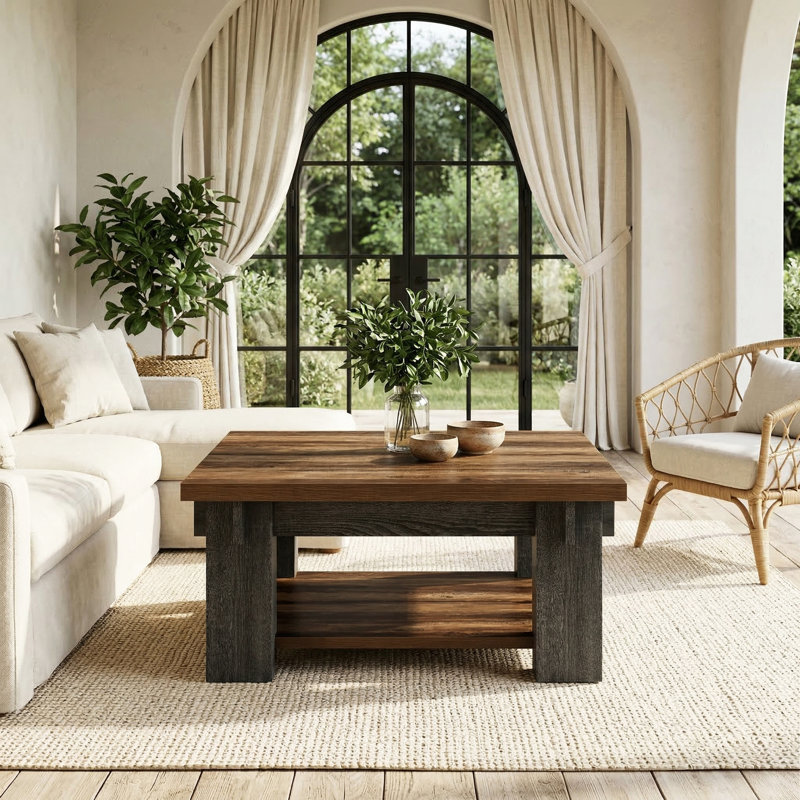 39.4-inch 2-tier Square Coffee Table