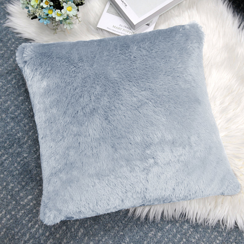 Housse de coussin réversible en fausse fourrure, Bleu cendré