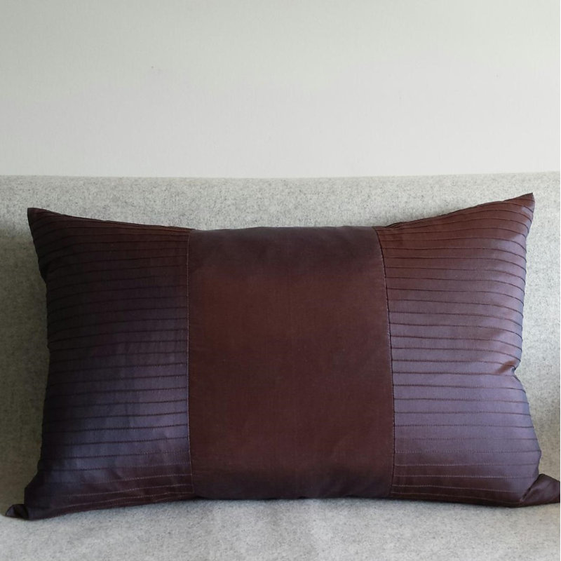 Creola Striped Rectangular Throw Cushion, Aubergine