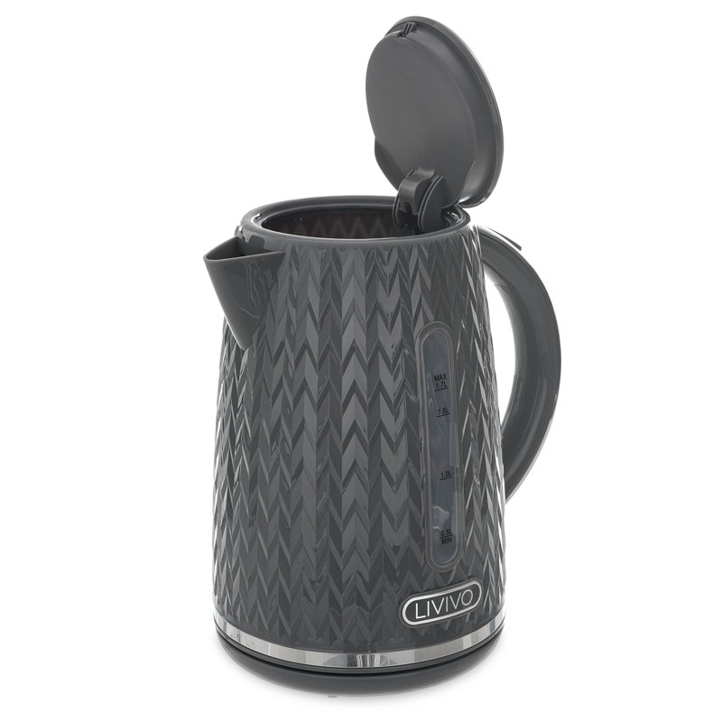 LIVIVO 1.7L Plastic Electric Tea Kettle, Dark Grey