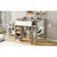 Lit mezzanine double en bois avec tablettes de rangement intégrées, portemanteaux et bureau-483071989