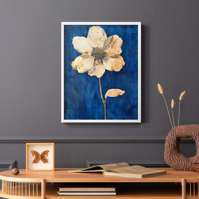 Série FLORAL LXIX - reproduction encadrée de qualité supérieure - prête à être accrochée - aucun clou requis, Blanc