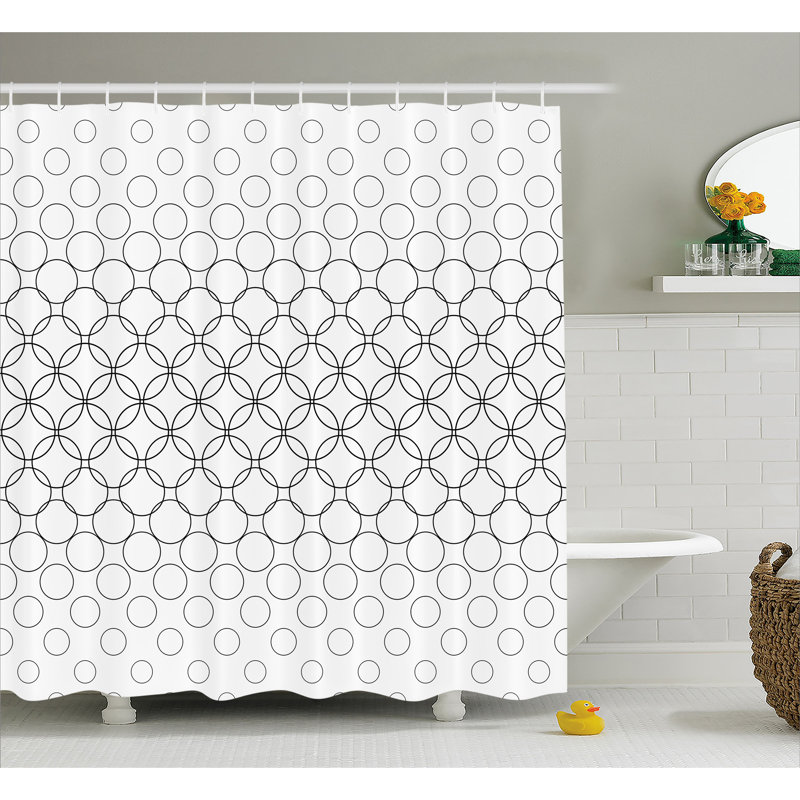Circle Overlap Decor Shower Curtain + Hooks, 69" H x 70" W