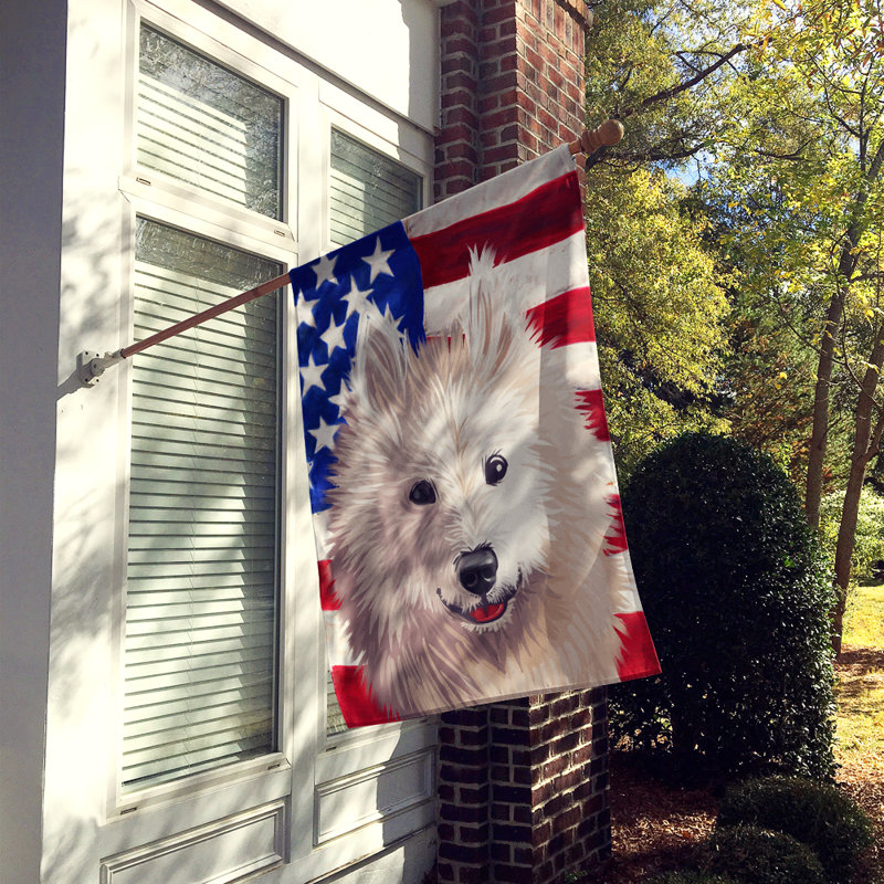 Polyester à 2 côtés 28 x 40 po drapeau maison, Samoyède
