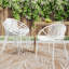 Chaises de salle à manger de patio empilables avec design respirant, style moderne et simple (ensemble de 2), pieds en métal + dossier en plastique, blanc-500731478
