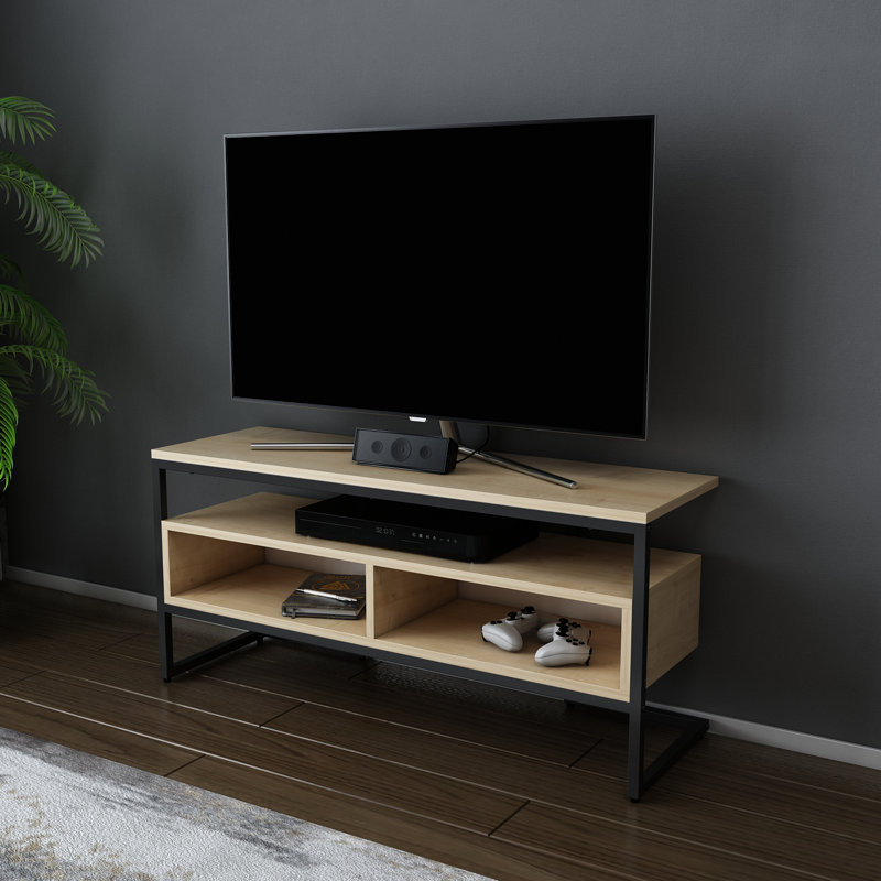 Meuble télé pour téléviseur de 50 po ou moins Ajang, Noir / chêne