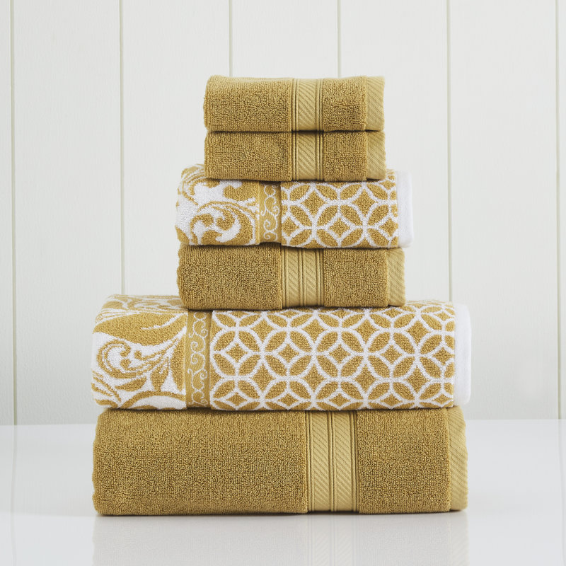 Modern Threads Gold Cotton Jacquard Towel Set - 6 Pieces