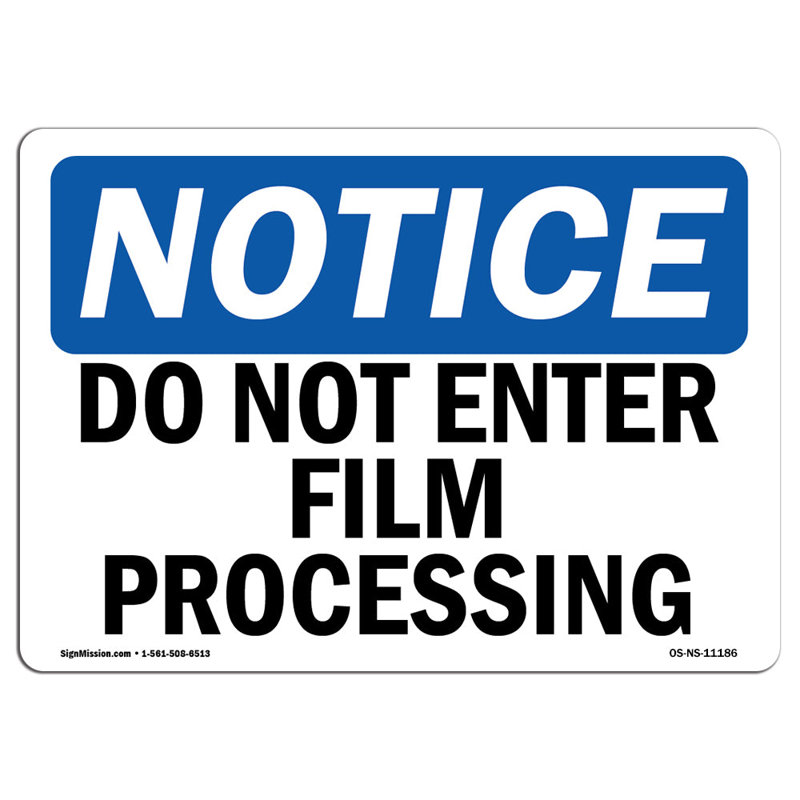 Ne pas entrer dans le traitement du film, H 12 po x l 18 po x P 0,1 po