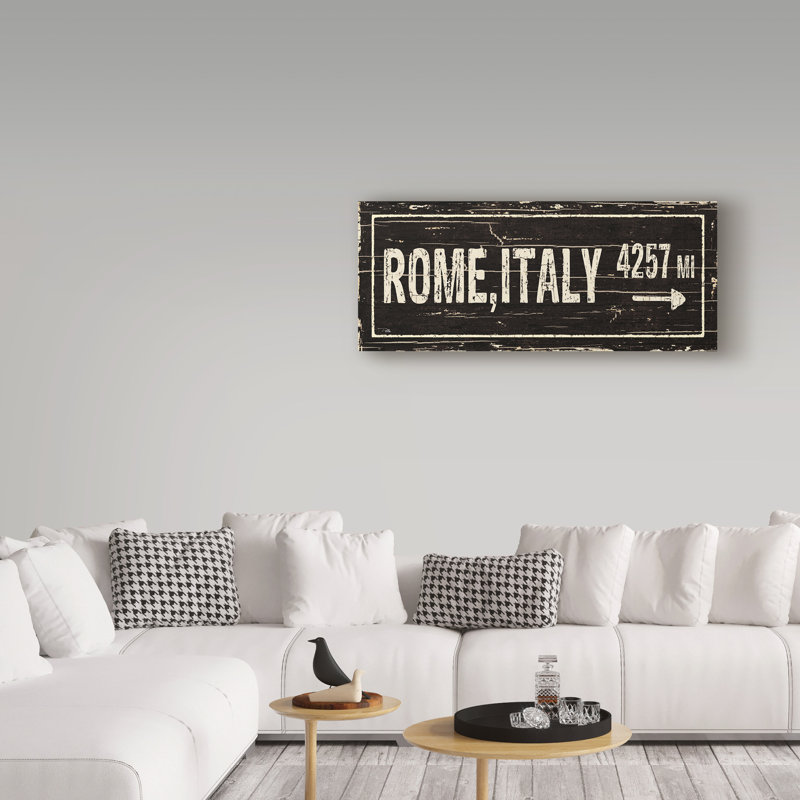 « destination signs iii », reproduction de peinture à l’acrylique sur toile tendue, H 10 po x l 24 po x P 2 po