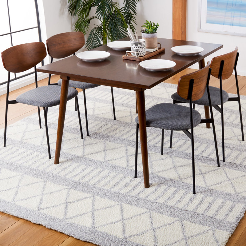 Vermont Hand Tufted New Zealand Wool And Cotton With Latex Geometric Rug, Rectangle 8' x 10'