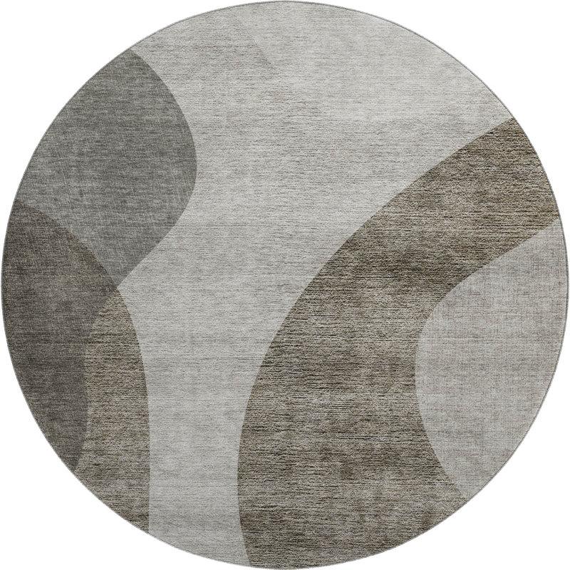 Premium Machine Washable Arnette Taupe Rug, Round 8'