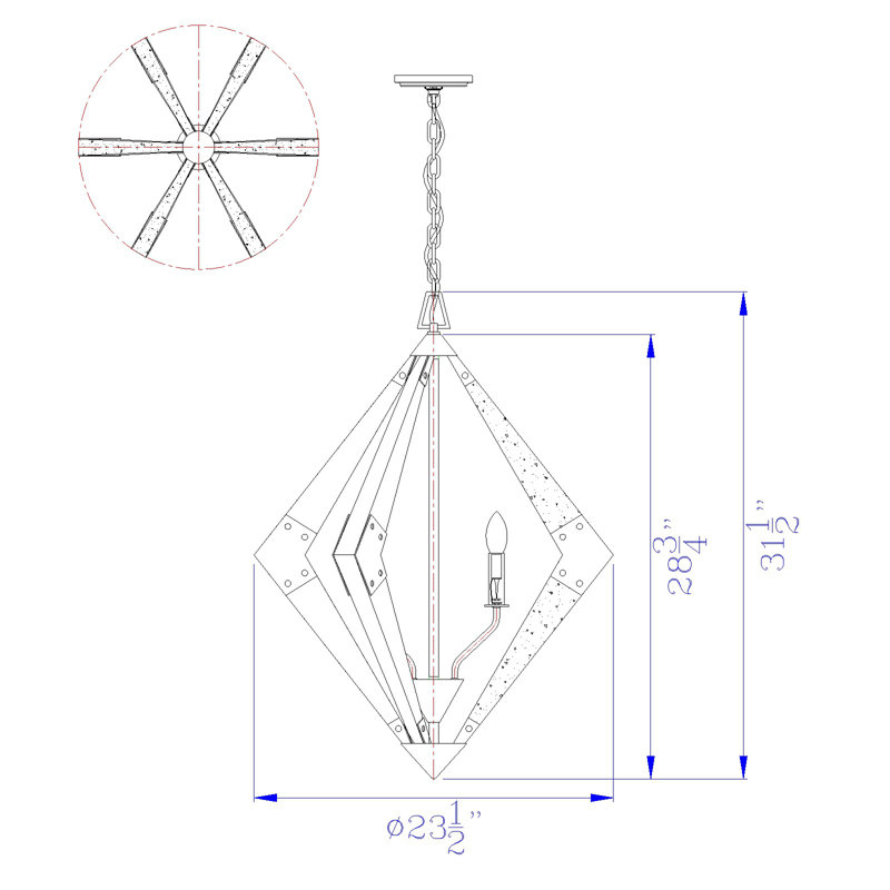 Shaw 6 - Light Geometric Chandelier