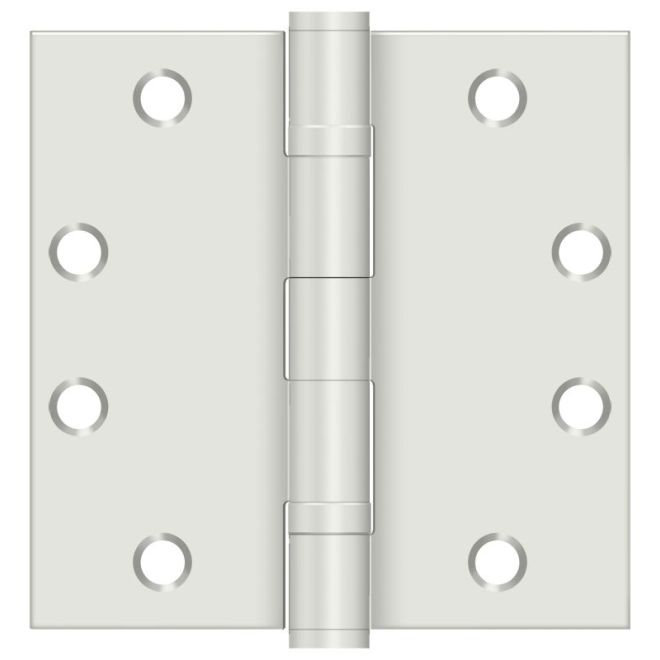 Deltana S45BBUSPW, charnière carrée 4 1/2 po x 4 1/2 po, HD, roulement à billes en couche d'apprêt blanc, paire