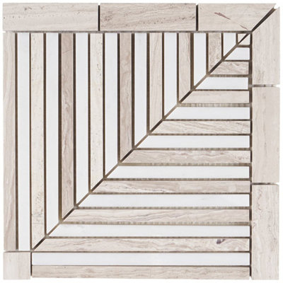 Monroe 8x8 Corner Border Polished Marble Mosaic Tile