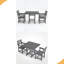Ensemble repas d'extérieur 3 pièces en HDPE avec table carrée et 2 fauteuils