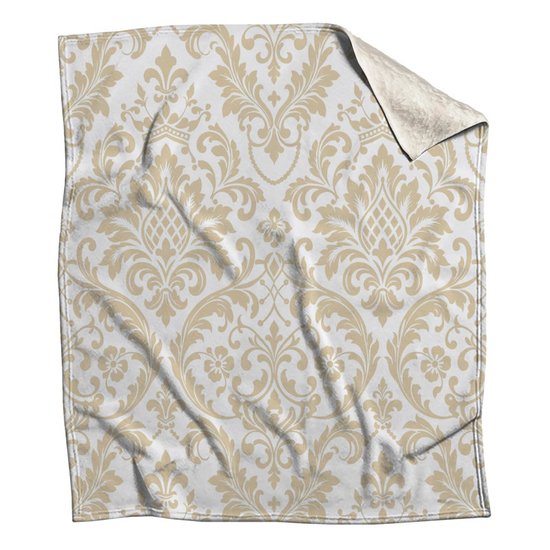 Couvertures damassées complexes beige, L 50 po x H 60 po
