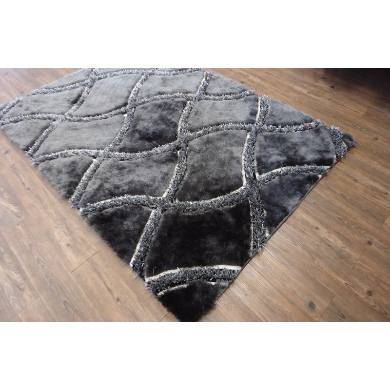 Tapis noir touffeté à la main Nevin