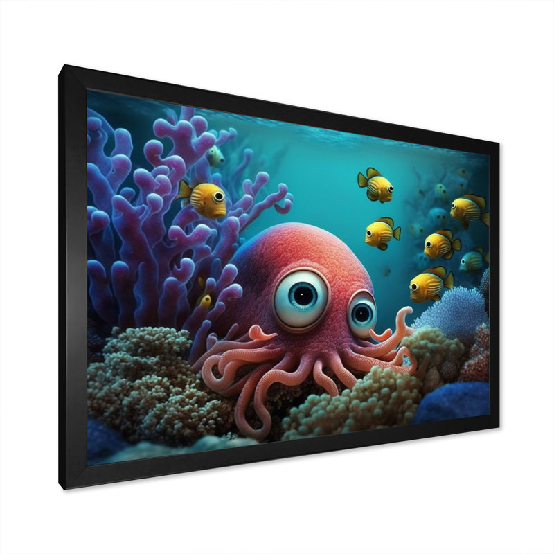 " Under The Sea I ", Black Picture Framed Canvas, 20" W x 12" H x 1" D