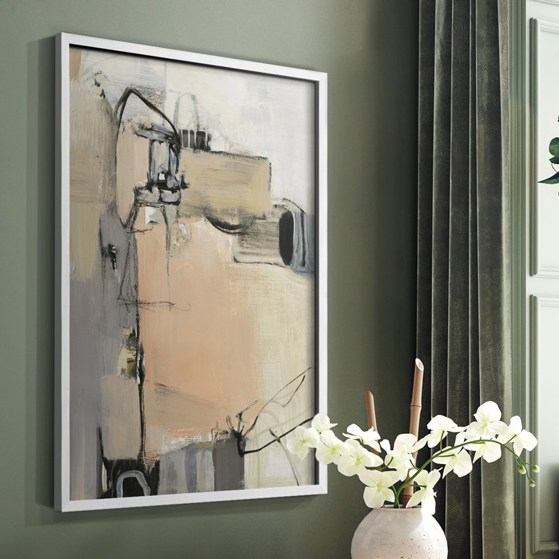 Sandstone Framed Print - Solid Wood, White, 14" H x 11" W
