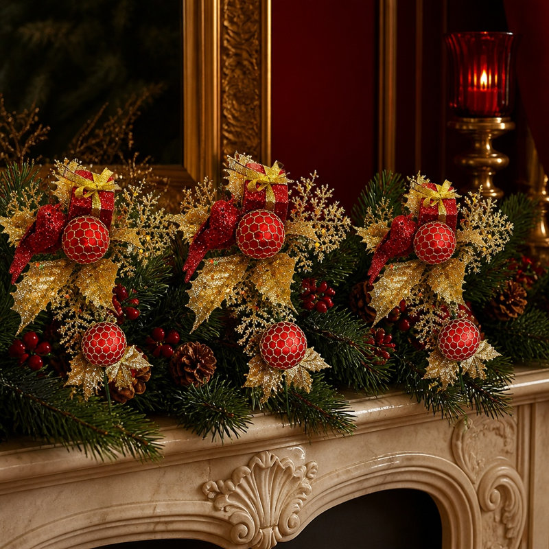 Cueillette de sapins de Noël décoratifs (ensemble de 12), Rouge
