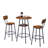 Round Bar Stool Set With Shelves, Stool With Backrest Rustic Brown, 23.6'' Dia X 35.4'' H