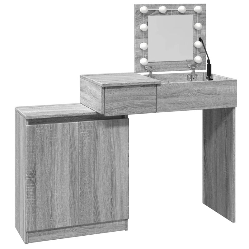 Dressing Table with Mirror, Grey Sonoma