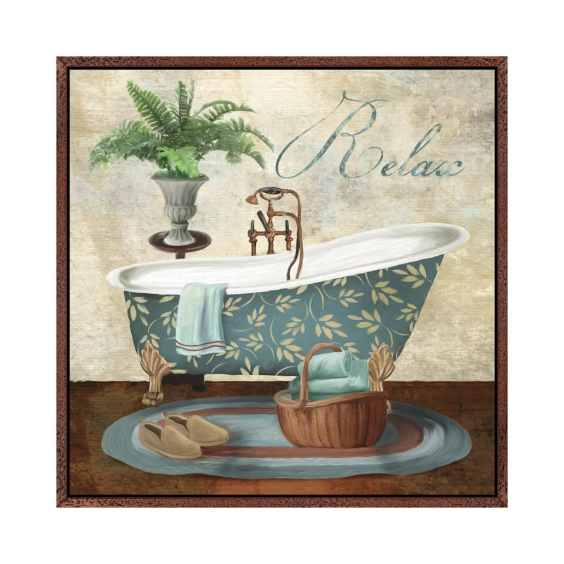 Bath Relax by Conrad Knutsen - Painting on Canvas, 45.72 cm H x 45.72 cm W, Classic Wood Framed Canvas