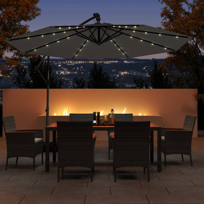 Parasol suspendu en porte-à-faux 10 pi avec 32 lumières DEL rouges