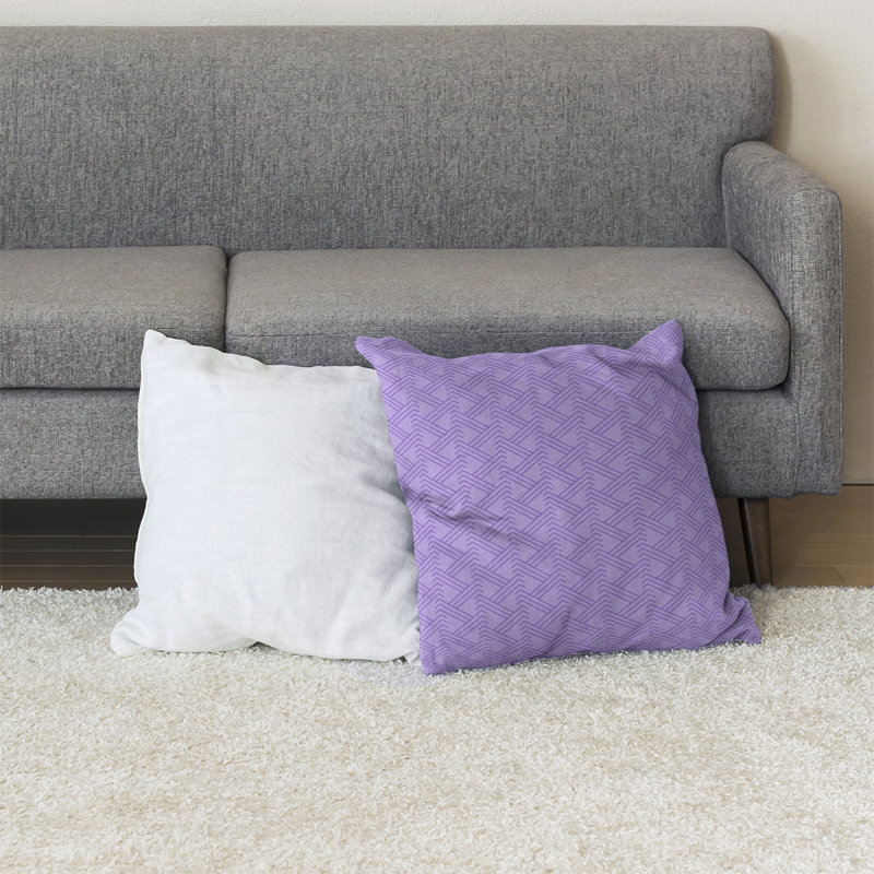 Coussin de sol zig zag classique, 40 po x 40 po, Mauve/blanc